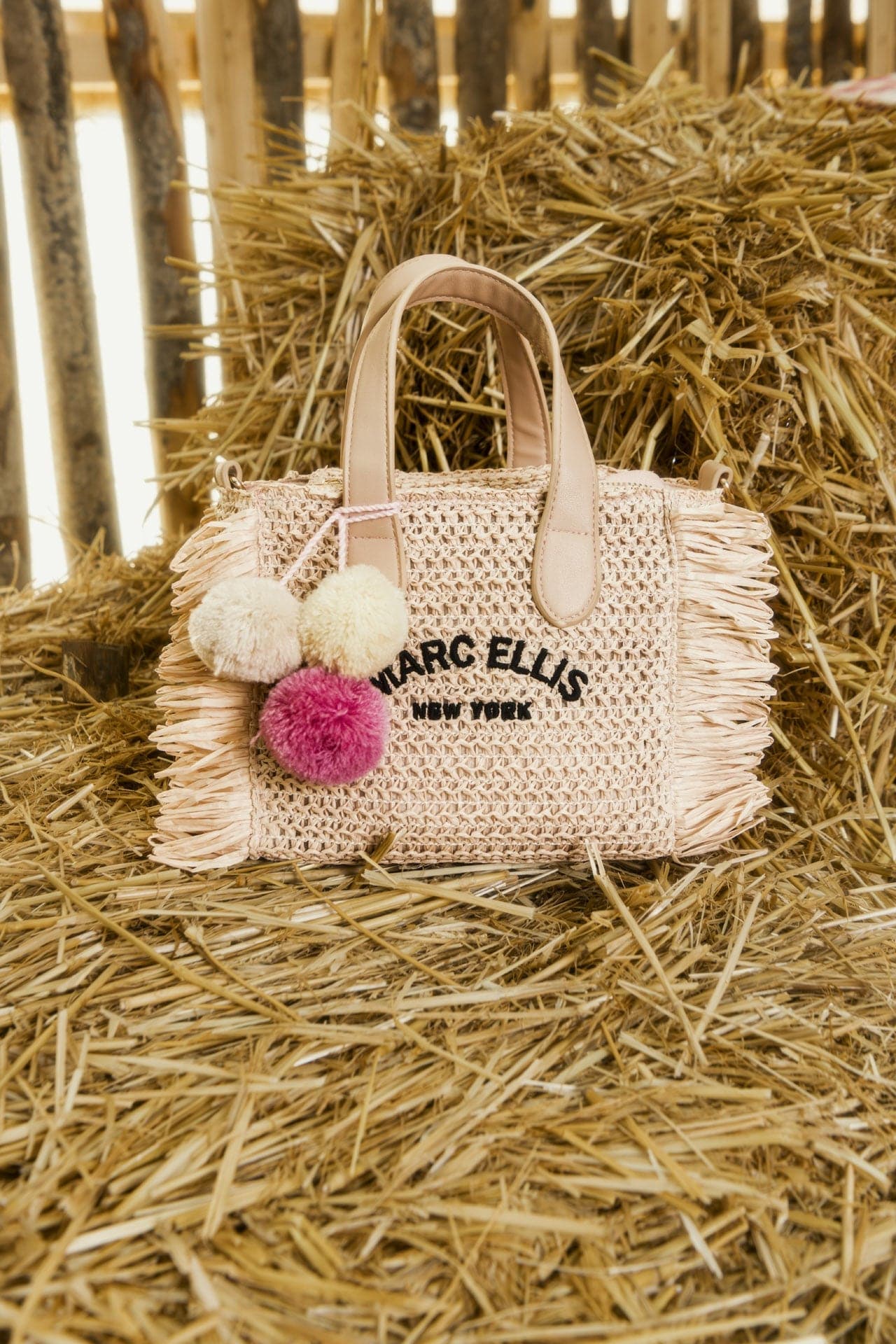 Marc Ellis — borsa in rafia con logo Marc Ellis sulla paglia