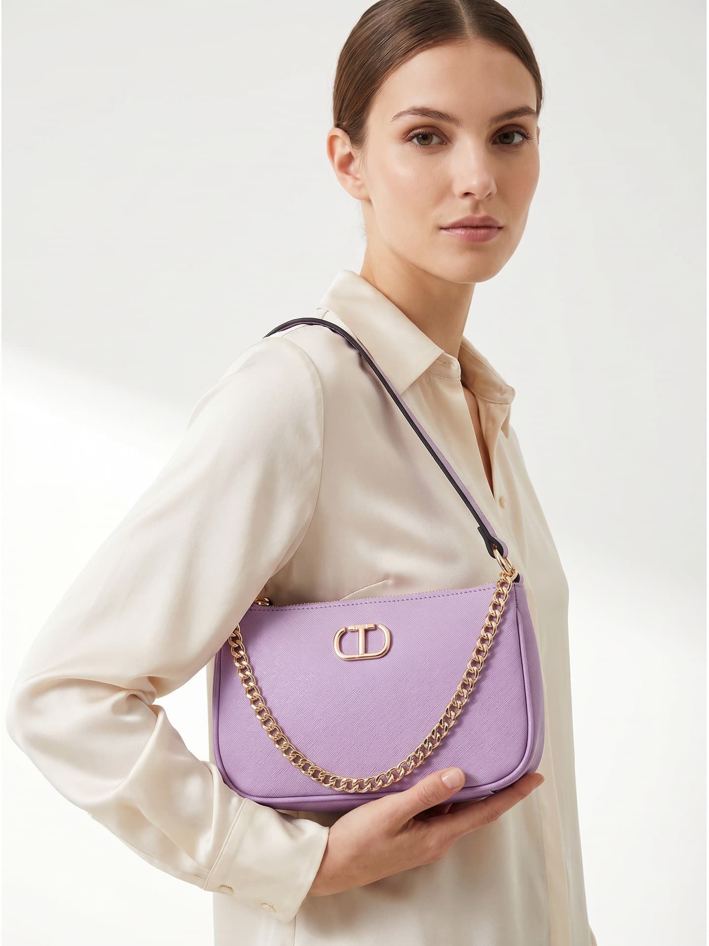Twinset — borsa a spalla Giacinto lilla con catena