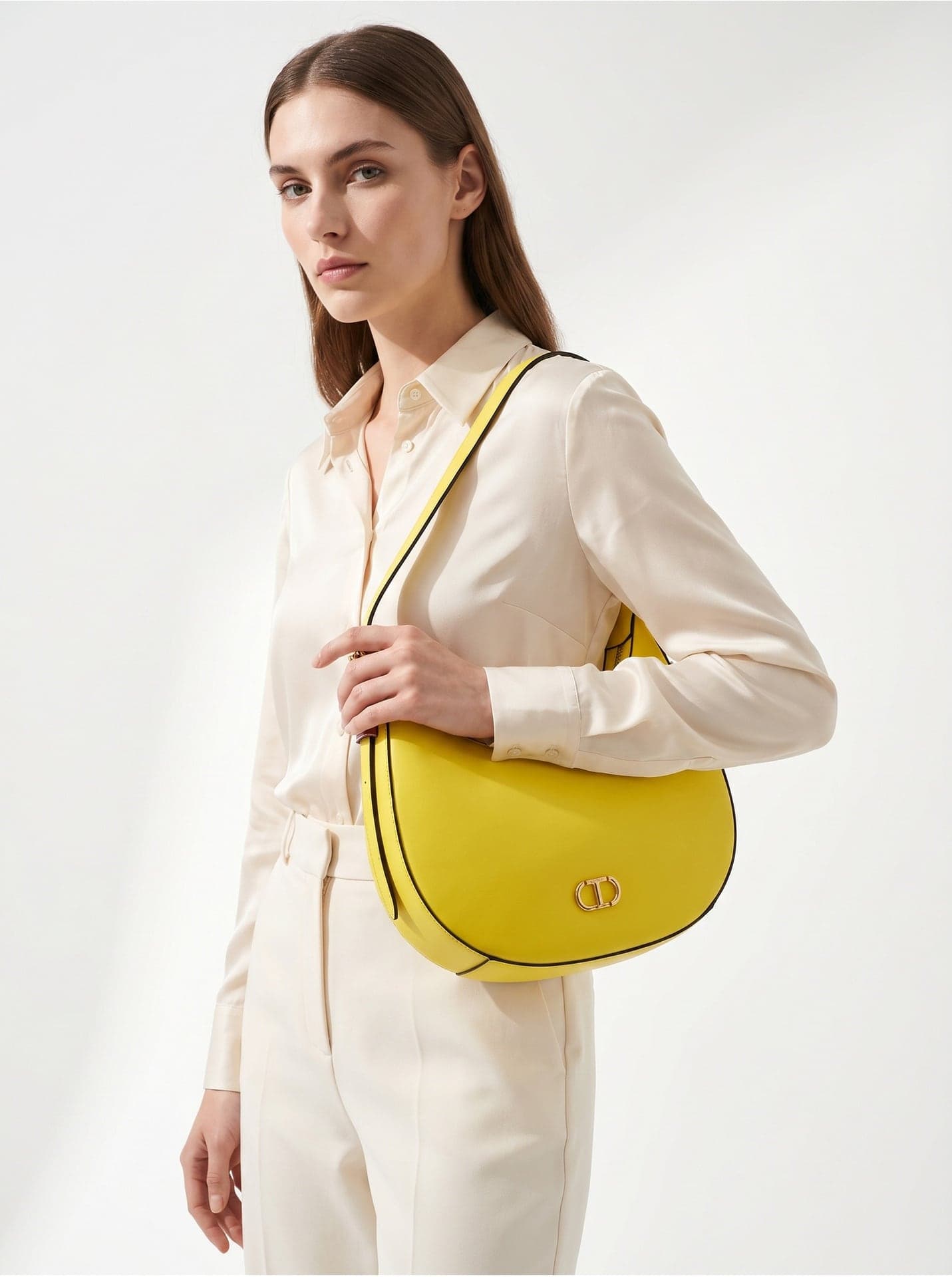 Twinset — borsa a spalla gialla a mezzaluna
