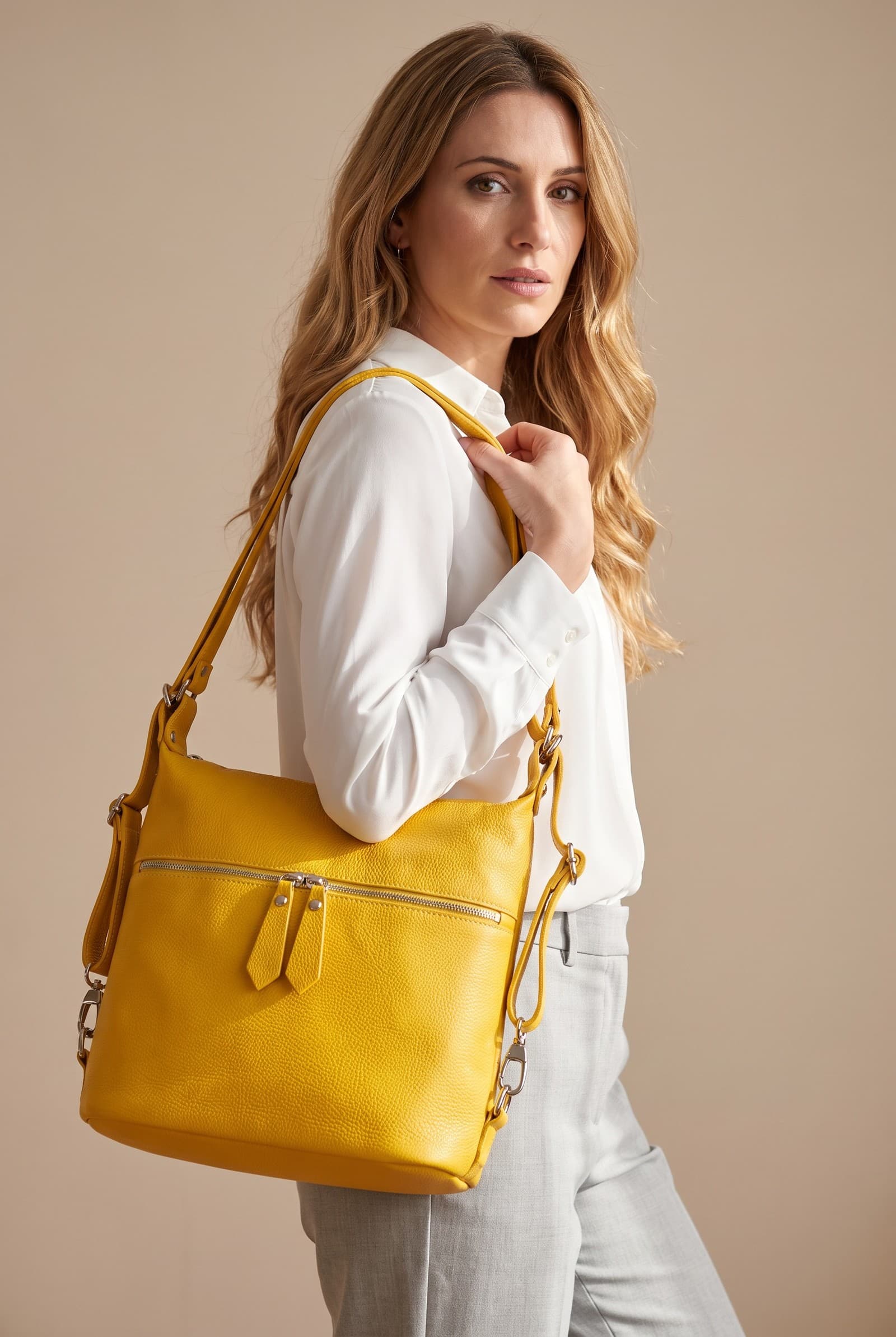 Viola Castellani — borsa a spalla Bianca in pelle gialla