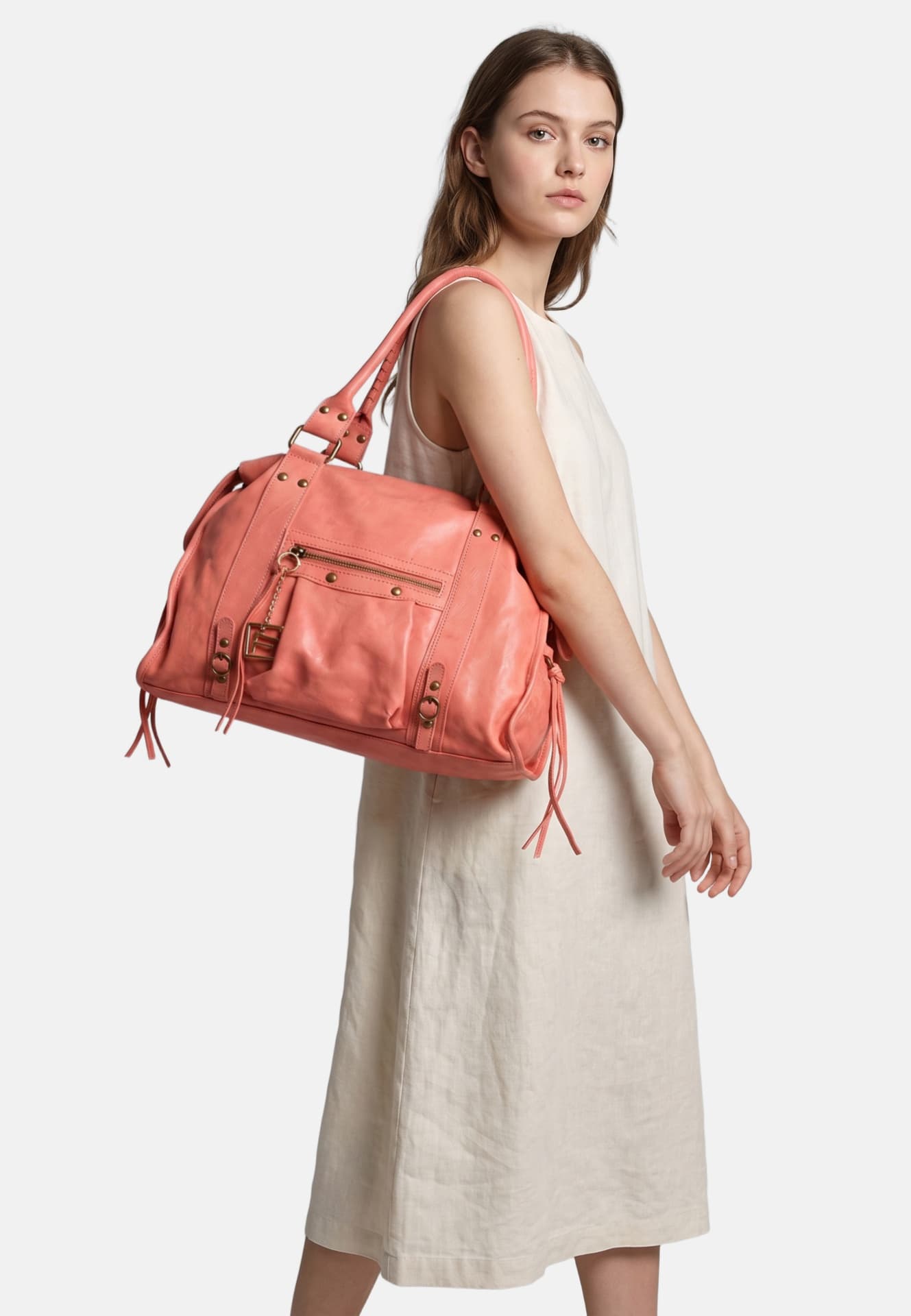 Chiara Ferretti — borsa a spalla Evanthe Chic color salmone